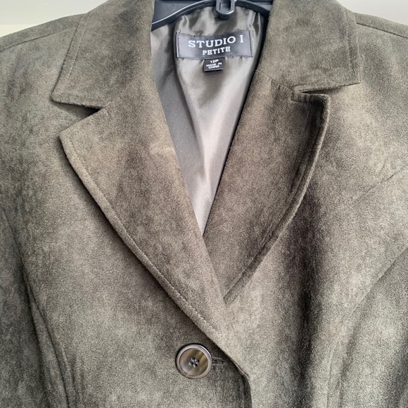 Studio 1 (12P) suede olive green coat - Picture 6 of 7